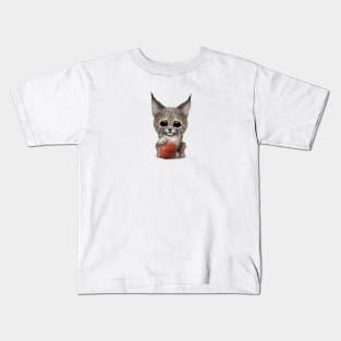 Lynx Cub Playing With Basketball Kids T-Shirt